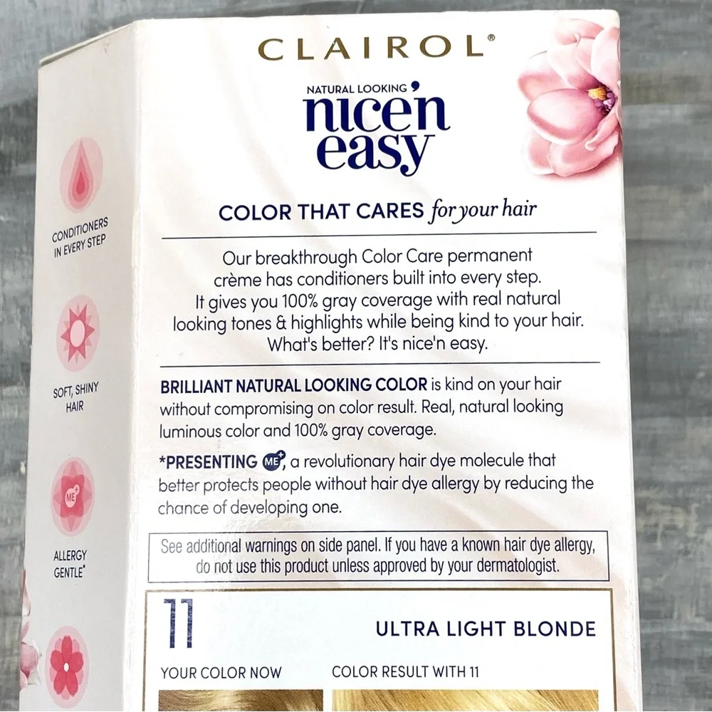 NWT Clairol Nice ‘n Easy 11 Ultra Light Blonde Permanent Hair Color Gray Cover